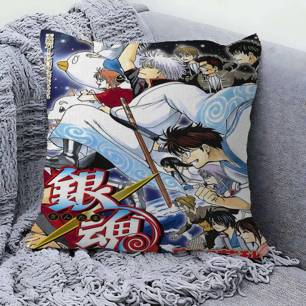 Classic funny Japanese anime GINTAMA Cushion Cover Inches Farmhouse Decor Home Throw Pillow Covers for Couch Decorations