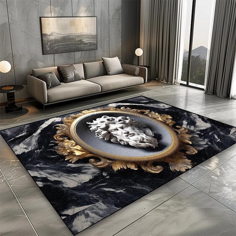 European Style Carpet for Living Room Black Marble Decor Sofa Area Large Rugs Hotel Hall Floor Mats Home Modern Decoration Rugs