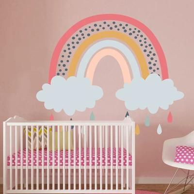 2 Stücke Regenbogen Paradies Kinderzimmer Wandaufkleber PVC selbstklebendes Papier Kunst Wandbild Dekoration Tapete