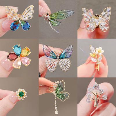 Pins Brooch For Women Full Rhinestones Scarf Pin Vintage Jewelry Hat Accessories
