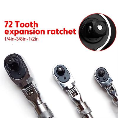 72 Tooth Ratchet Wrench Carbon Steel Telescopic Handle Socket Wrench Not Slippery Reversible Drive Extendable Ratchet