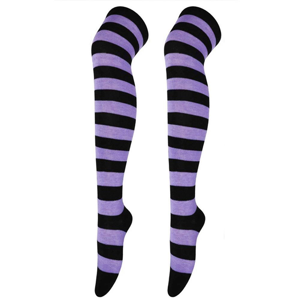 A Pair of Striped Long Stockings Cross-border New Zebra Striped Long Tube Knitted Socks Lolita Girls Knee High Thigh Socks
