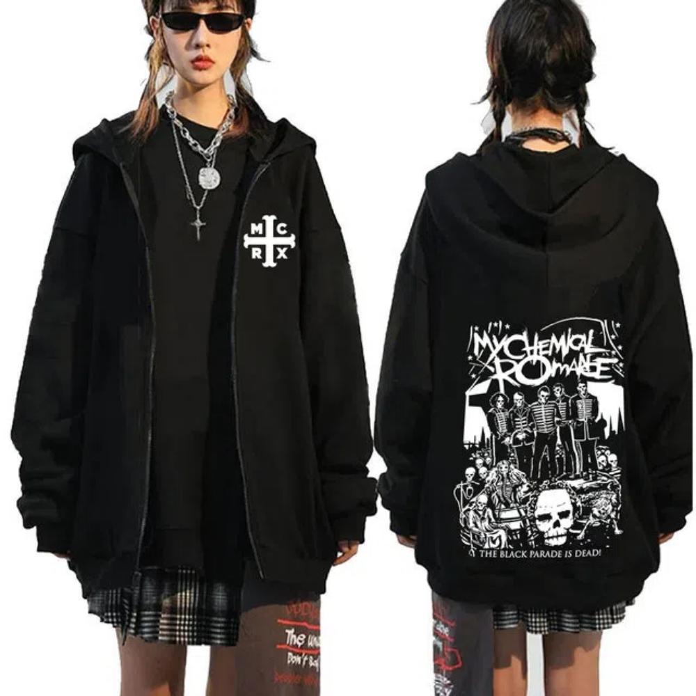 Rockband My Chemical Romance Mcr Dead Reißverschluss-Kapuzenpullover Black Parade Punk Emo Reißverschluss-Sweatshirt Herrenmode Vintage Hip Hop Hoodies