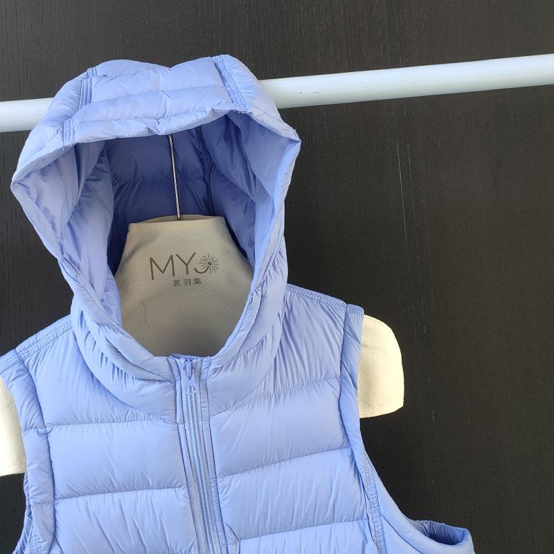Autumn and winter duck down ribs down vest women's short hooded vest jacket