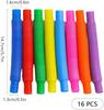 16 Pack Pop Tubes, Multi-Color Stretch Tubes Sensory Toys, Fidget Toys for Adults & Kids, Stress & Anxiety Relief Sensory Stretch Tubes