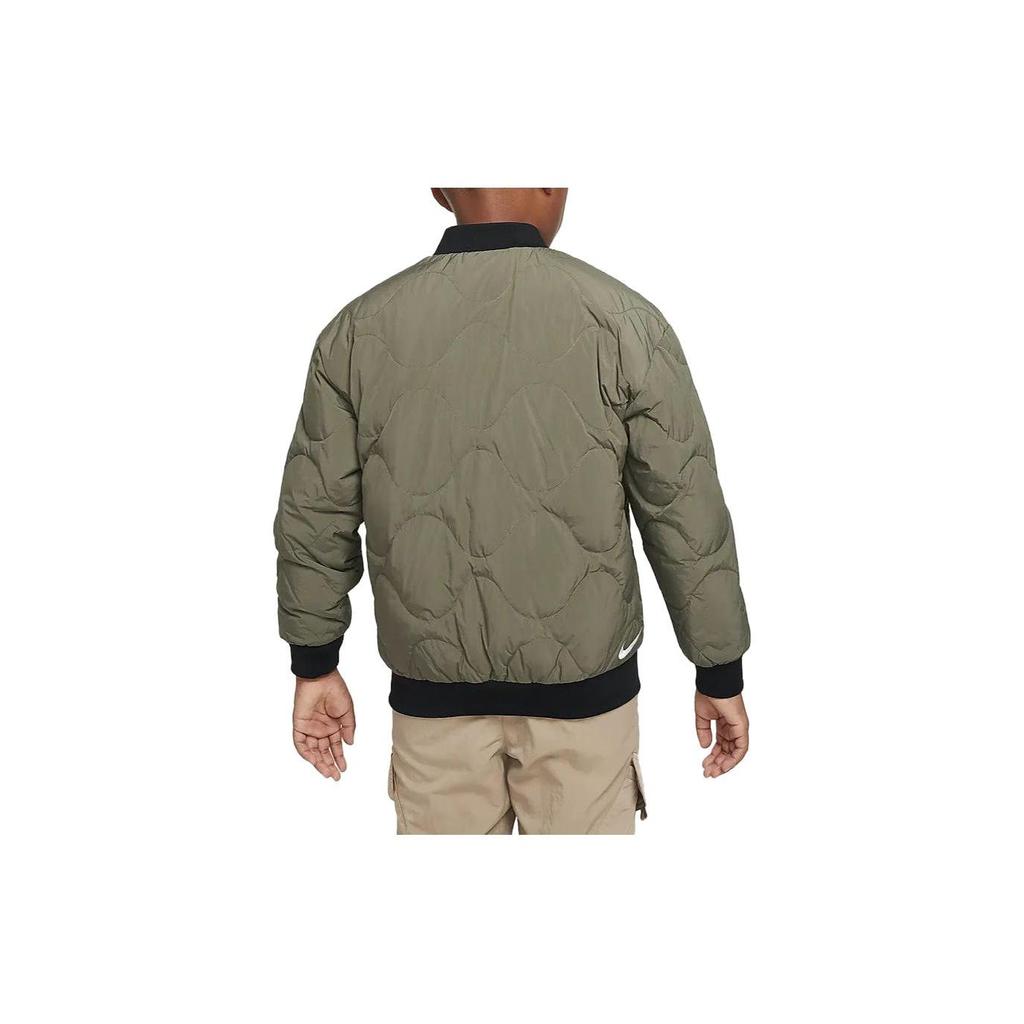 Nike Casual Quilted Jacket Kids Tops Olive-Green FZ6462-222