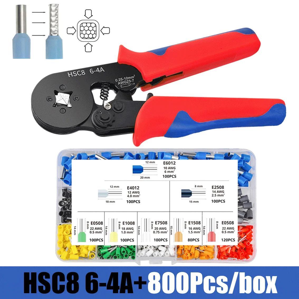 

Набор трубчатых клемм, обжимные клещи, многофункциональные клещи для холодного прессования, обжимной инструмент HSC8 6-4 0,25-10 мм, квадратный храповой механизм