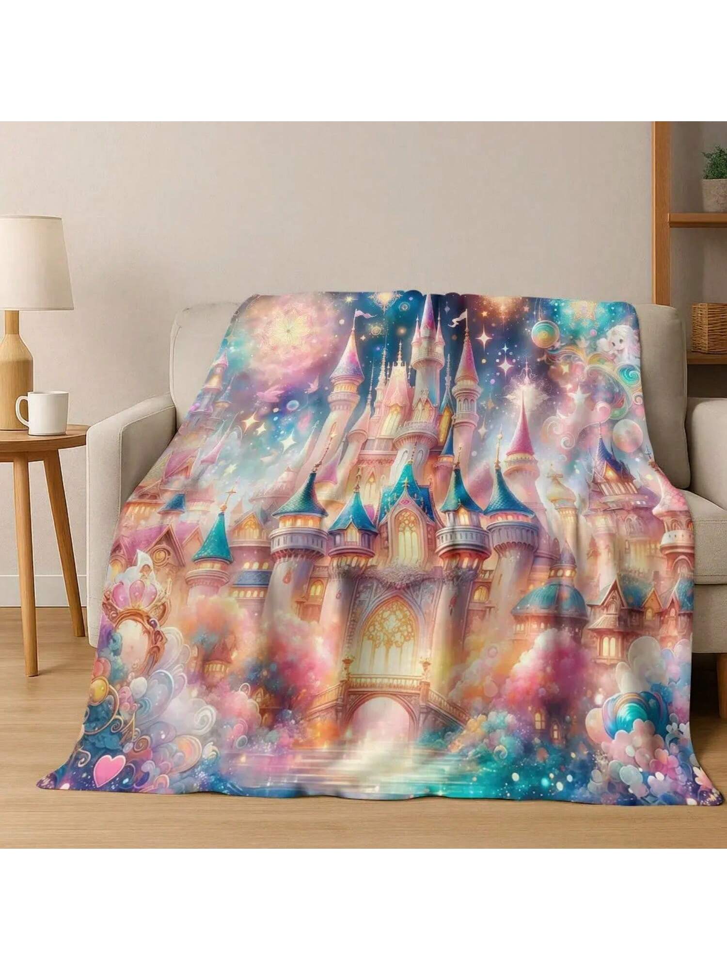 Enchanted Fairytale Princess Castle Gothic Castle Cartoon  Blanket,Cozy Soft Throw Blanket For Home Bedroom Bed Sofa 75X95CM