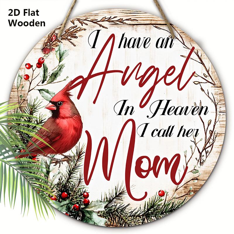 

Классическая деревянная рождественская табличка «Кардинал», Круглая табличка «Помним МАМУ» для настенного декора, Идеальное рождественское украшение 20cm/7.87in красный