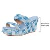 Fashion Denim Checkered Wedge Heel Sandals for Women Summer 2025 New Fashion Chunky Platform Sandals Woman Thick Bottom Outdoor Slippers