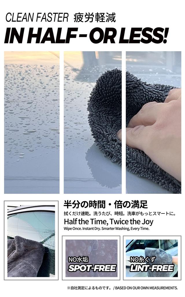 SHSCLY Microfiber Car Wash Towel, Super Absorbent, Cloth, Double Sided, Compact Size, Gray,