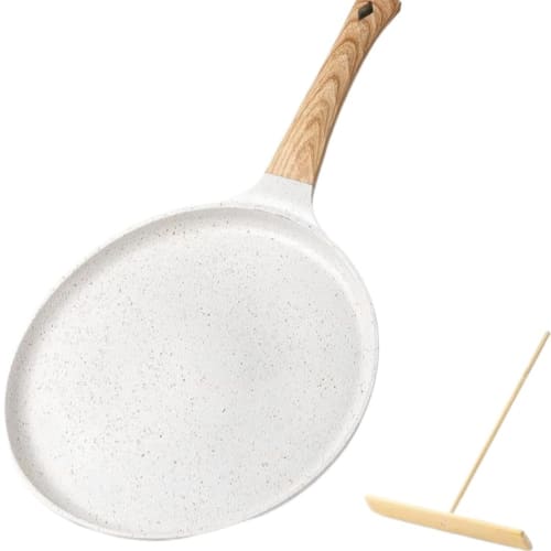 Tufduzo Crepe Pan, Non-Stick Frying Pan for Pancakes, Gyoza, Omelettes, Tortillas, Pancakes, Gas and Induction Stovetop Compatible, Home Use (24cm, A)