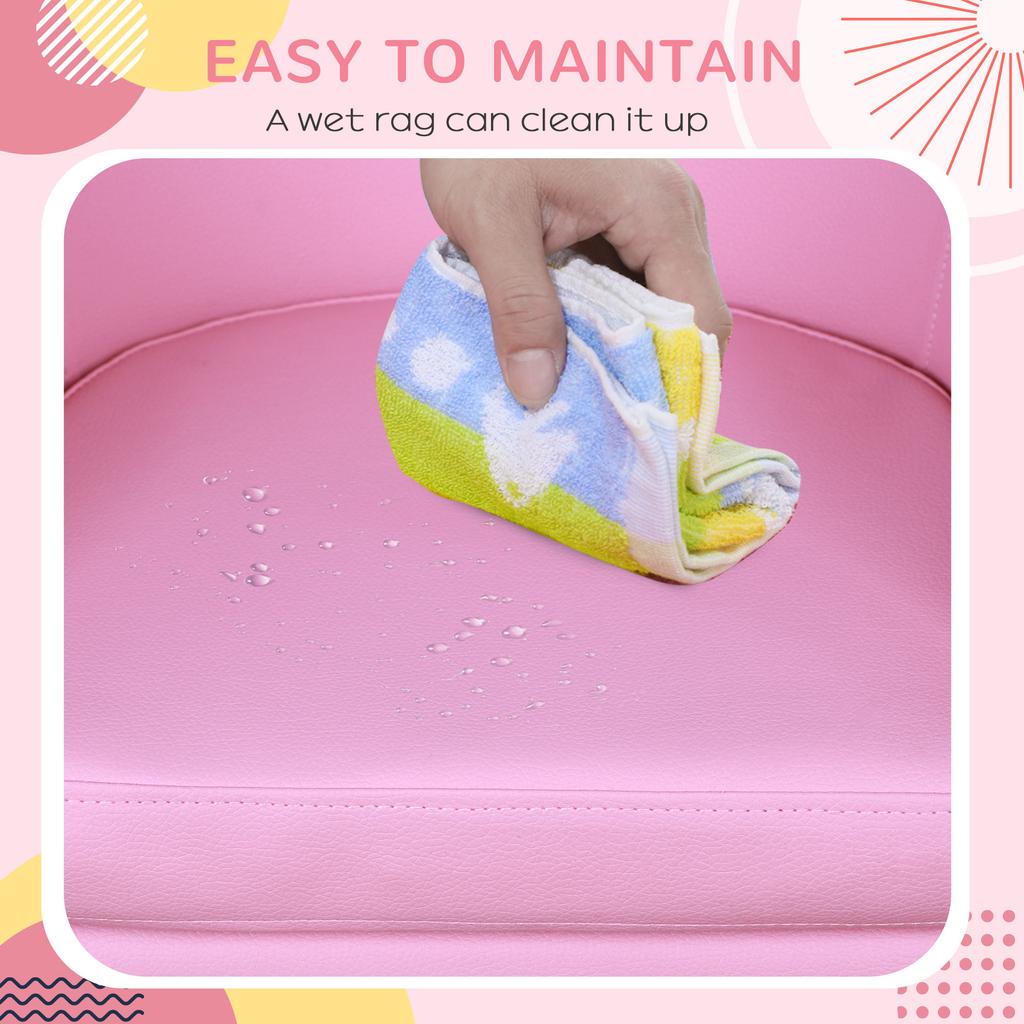 Kids Toddler Sofa Children's Armchair Footstool with Thick Padding, Anti-skid Foot Pads, 30 X 28 X 21cm, Pink