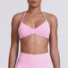 European and American Style Thin Strap Beauty Back Halter Sports Bra for Women, Pilates Yoga Tank Top, Seamless Fitness Underwear Camisole
