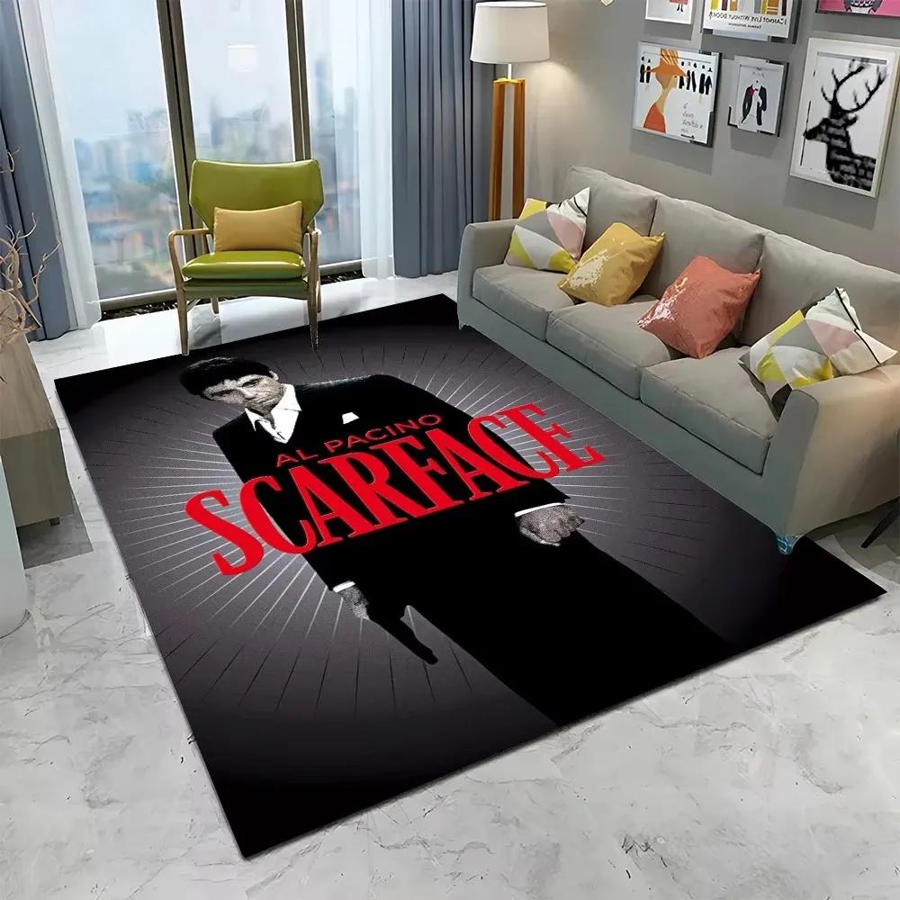 VIKAMA Scarface 3D Visual Rug Tony Classic Movie Carpet Non Slip Floor Mat Living Room Bedroom Sofa Decor Kids Playroom