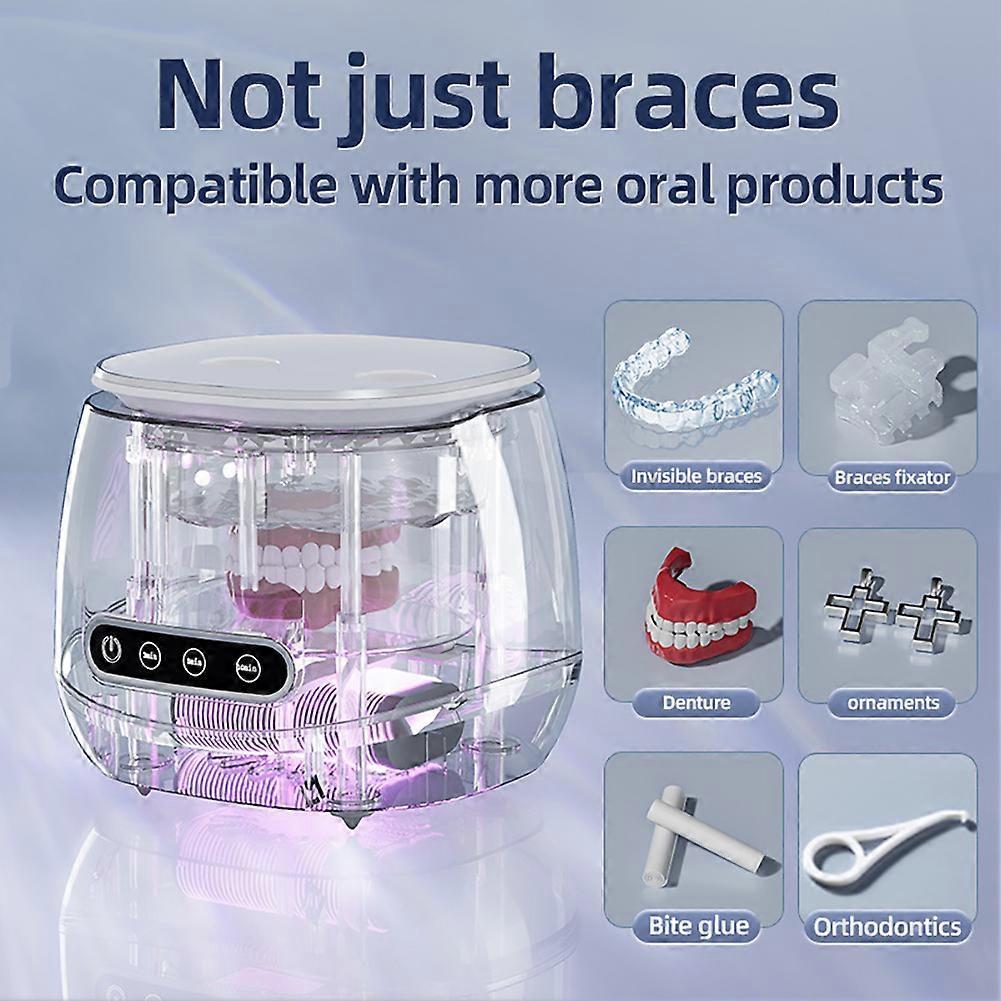 Ultrasonic Retainer Cleaner - UV Dental Cleaning Pod Machine for Dentures, Aligner, Braces, Mouth Guards, Toothbrush Heads, Jewelry