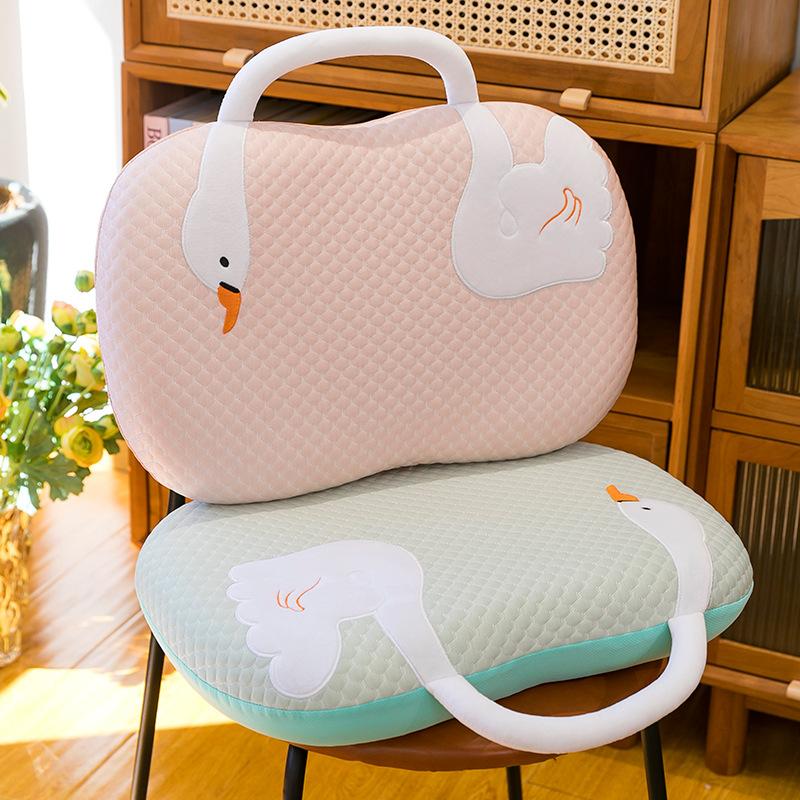 Summer Polar Bear Doll Lying On The Dog Ice Silk Pillow On The Bed Sleeping Long Strips of Legs Clamped Against Pillow Girl Sleeping