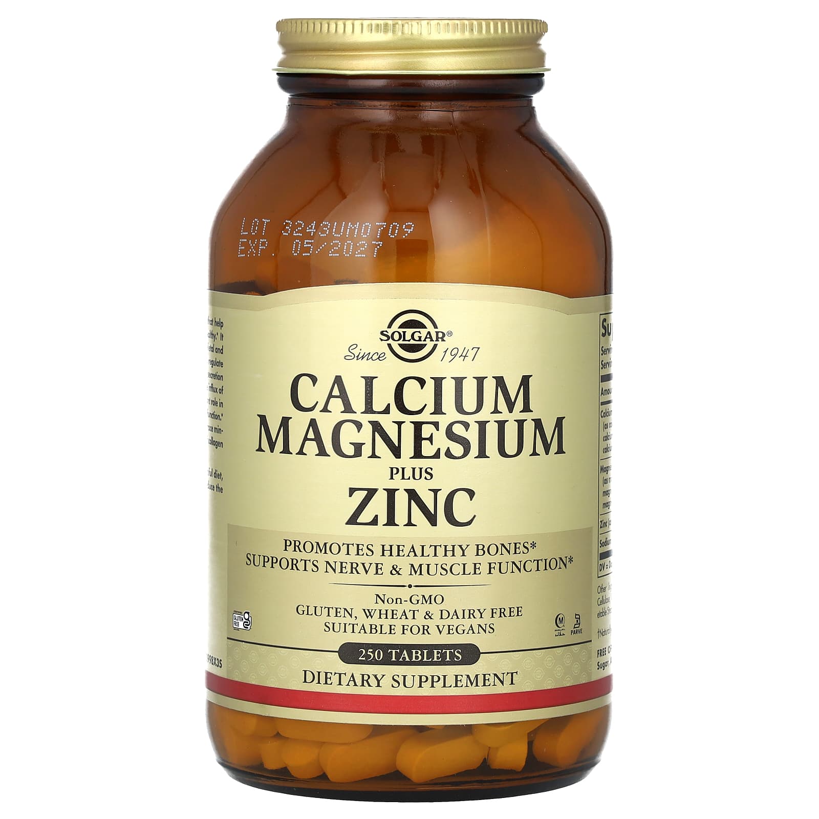 

Calcium Magnesium Plus Zinc, 250 Tablets