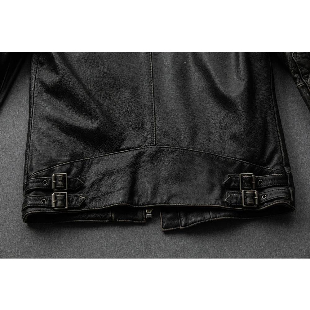 Giacca da motociclista in vera pelle da uomo vintage di taglia cinese, in pelle di mucca naturale, cappotto maschile autunnale