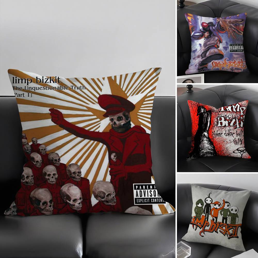 L-Limp Bizkit Music Pillow Case Home Dorm Chair Back Short Plush Double-sided Printing Office Nap Time Cushion Cover