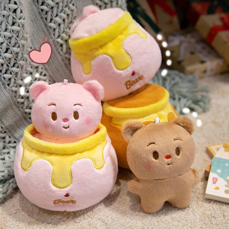 Lovely Honey Jar Bear Plush Toys Stuffed Super Soft Butter Bear Plush Doll Sleep Hug Pillow Creative Decor Birthday Xmas Gifts