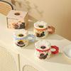 Cat Graffiti Cartoon Style Ceramic Mug with Lid Cross-border Breakfast Cup Milk Cup Coffee Couple Cup Souvenir