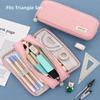 Spacious Interior Double Window Pencil Case Solid Color Solid Color Pencil Pouch  Travel Organize