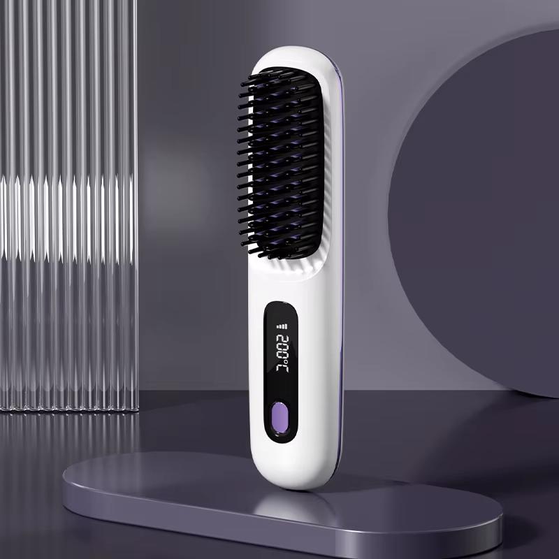 Anti-Static Hair Straightener Brush with Conditioning Function Portable Straightening Comb for Healthy-Looking Hair
