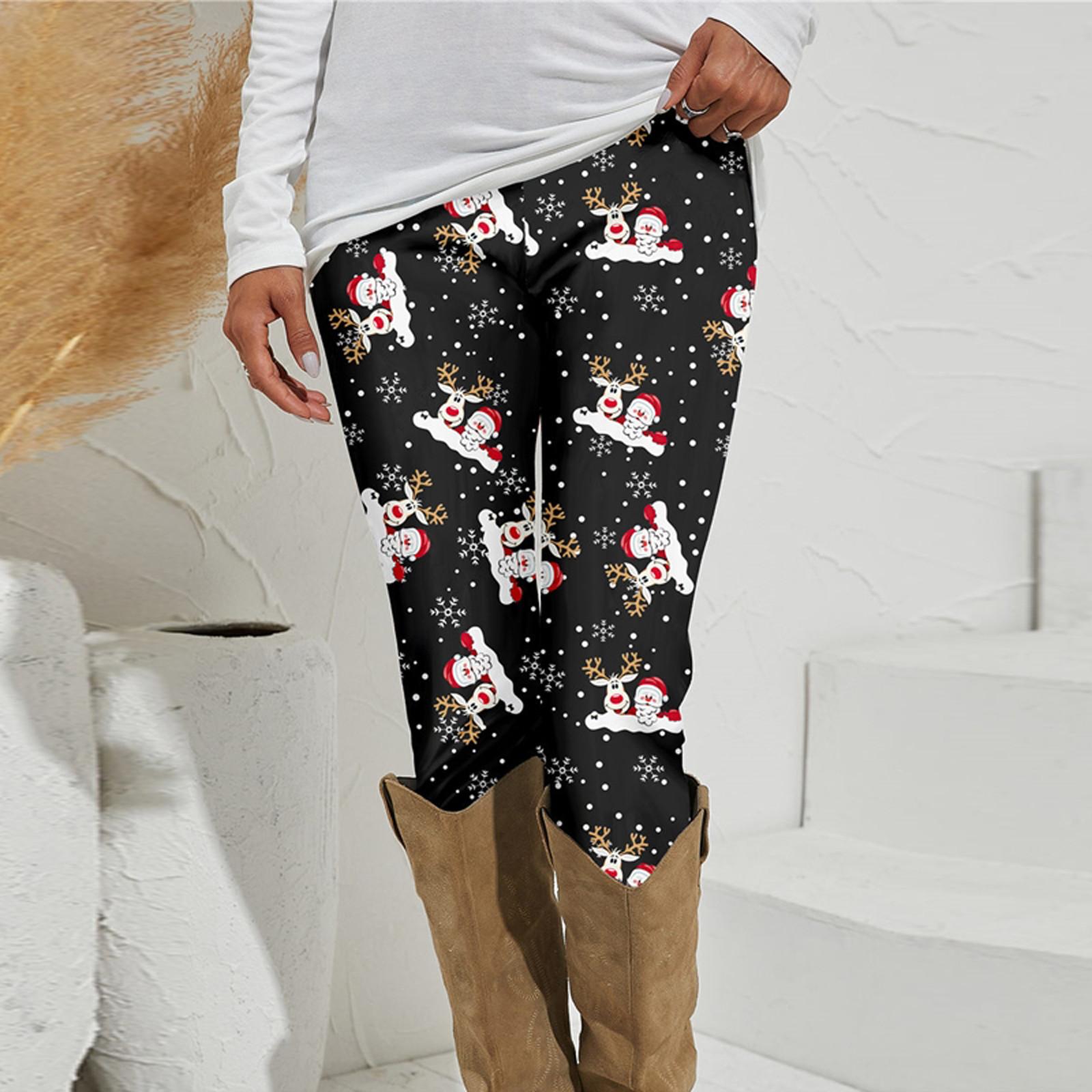 

Женские осенние и зимние наружные леггинсы с принтом, тонкие флисовые теплые ботинки, брюки XL чёрный