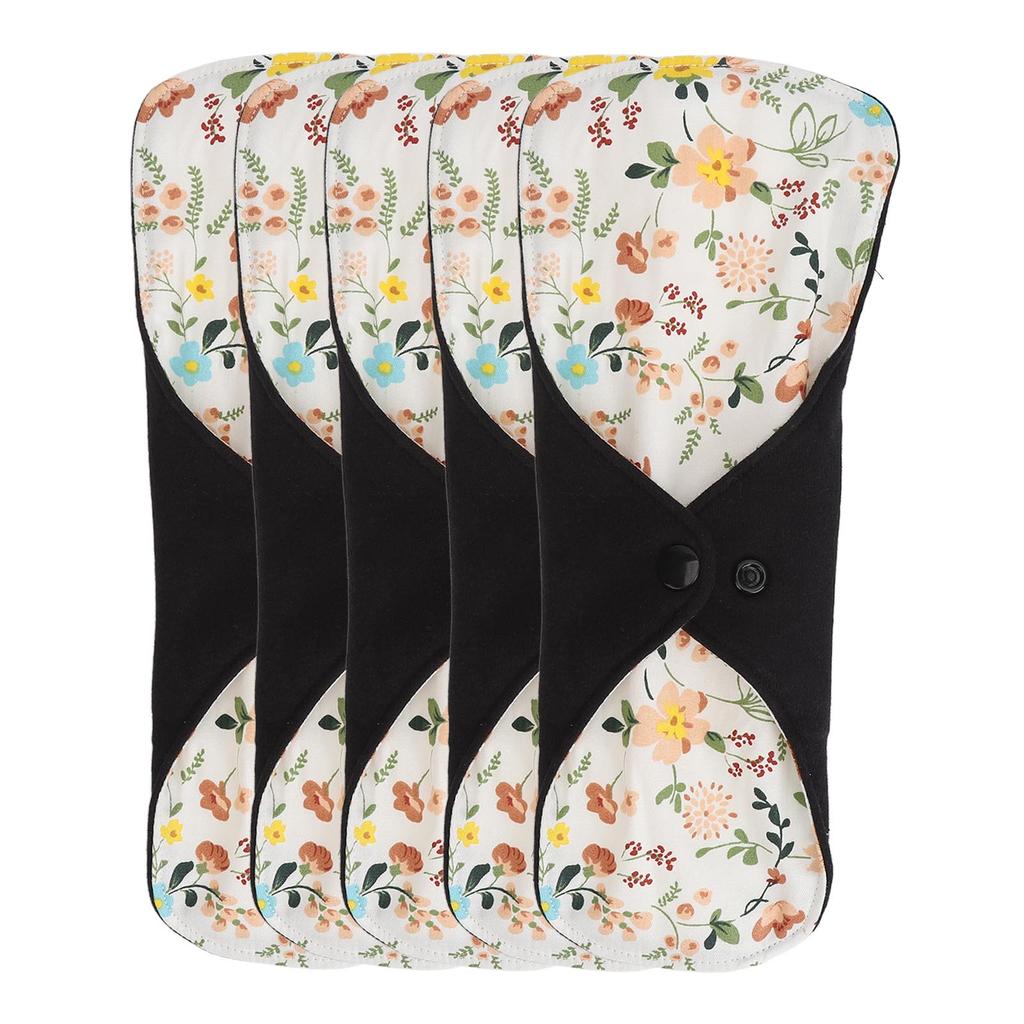 5pcs Washable Breathable Menstrual Pad Flower Pattern Super Absorbent Reusable Cotton Sanitary Pad