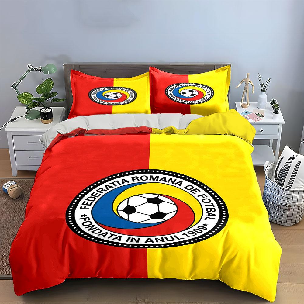 Romania Soccer Bedding Set Bedding Duvet Cover Set Duvet Cover Pillowcases  (1 * Duvet Cover 2 * Pillowcases, Without Duvet Insert)