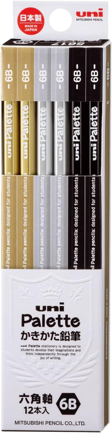 

Mitsubishi Pencil Writing Pencil Unipalette 6B Writing Black 1 Dozen K56176B чёрный