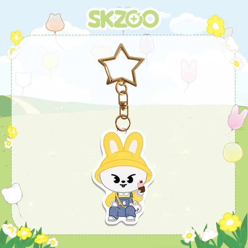 Stray Kids SKZOO Kindergarten Acrylic Keychain, Cute Cartoon Star Clasp Bag Pendant, Kpop Fan Collection Gift For Stay