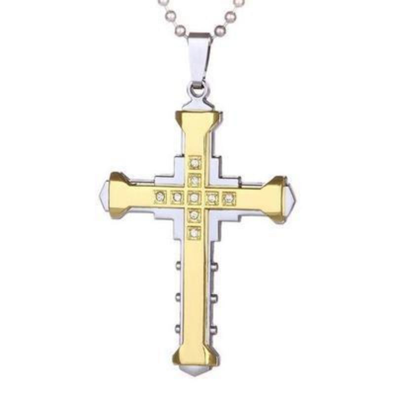 New Dark Knight Men's Necklace Jewelry Diamond Cross Pendant Necklace