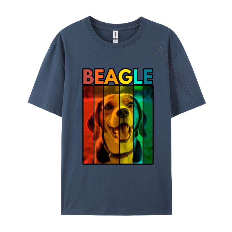Vibrant Beagle Retro Tshirt Men T Shirts Graphic Tee Shirts Leisure Plus Size Cotton Tops Comfortable