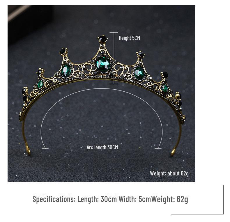 Elegant Green Diamond Baroque Bridal Tiara, Noble Crystal Princess Crown for Birthdays.