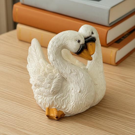 White Swan Planter Resin Pot Outdoor Animal Swan Couple Flower Plant Container