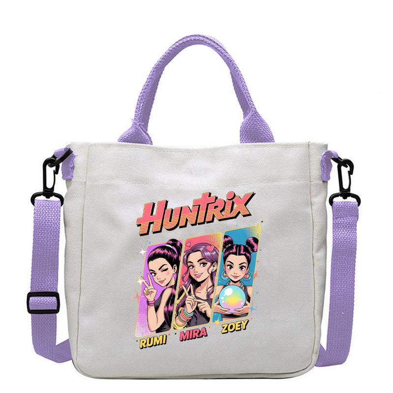 Spot KPOP Demon Hunter Group Printed Canvas Bag Fashion Shoulder Bag Portable Work Commuter Messenger Bag CLE