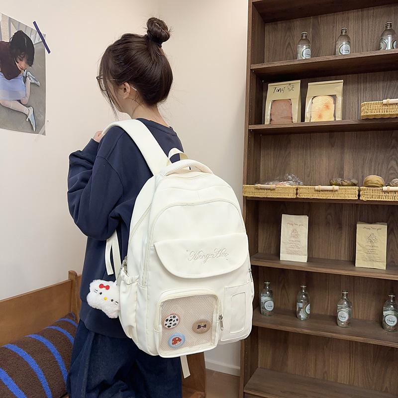 

College style small fresh literary and artistic student schoolbag spring and summer large capacity junior high school backpack белый