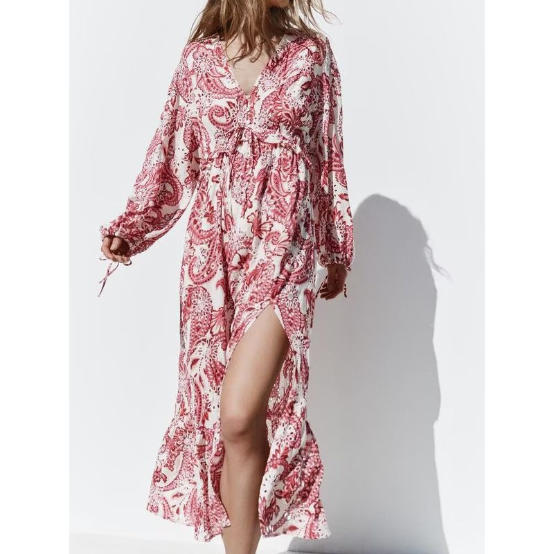 Za2025 Spring New Women's Clothing Dignified Hollow Embroidered Printed Fashion Midi Skirt Dress 2579570 330