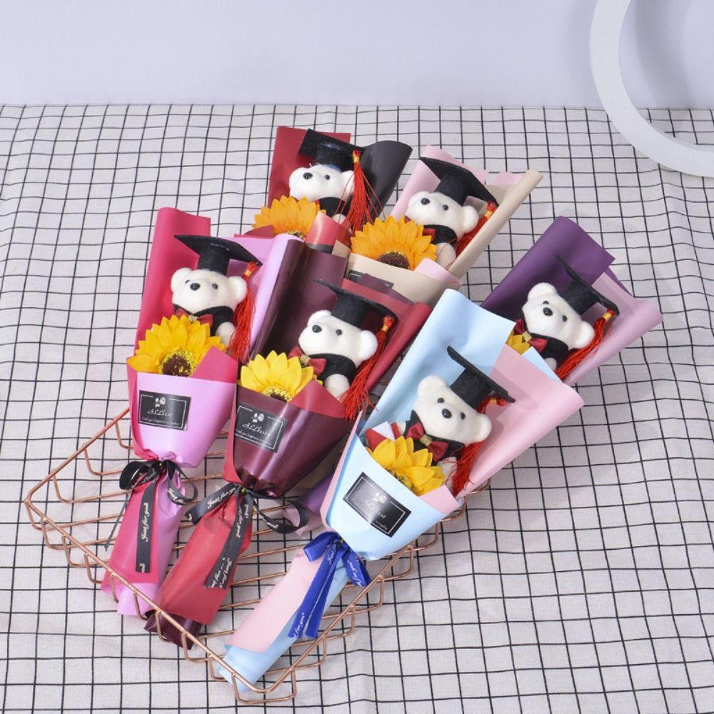 Plush Bear Bear Plush Bouquet Cartoon Doctoral Bear Toy Graduation Bear Bouquet  Birthday Party