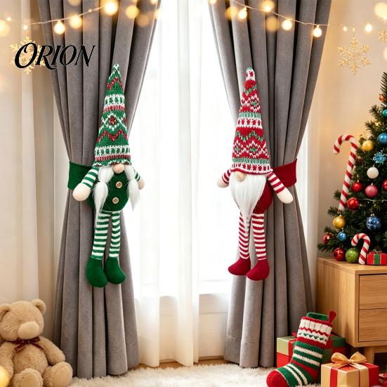 Curtain Buckle for Living Room Christmas Plush Gnome Buckle, Scandinavian Santa Doll Tiebacks, Cute Decor Faceless Dwarf Holdback Fastener Holiday