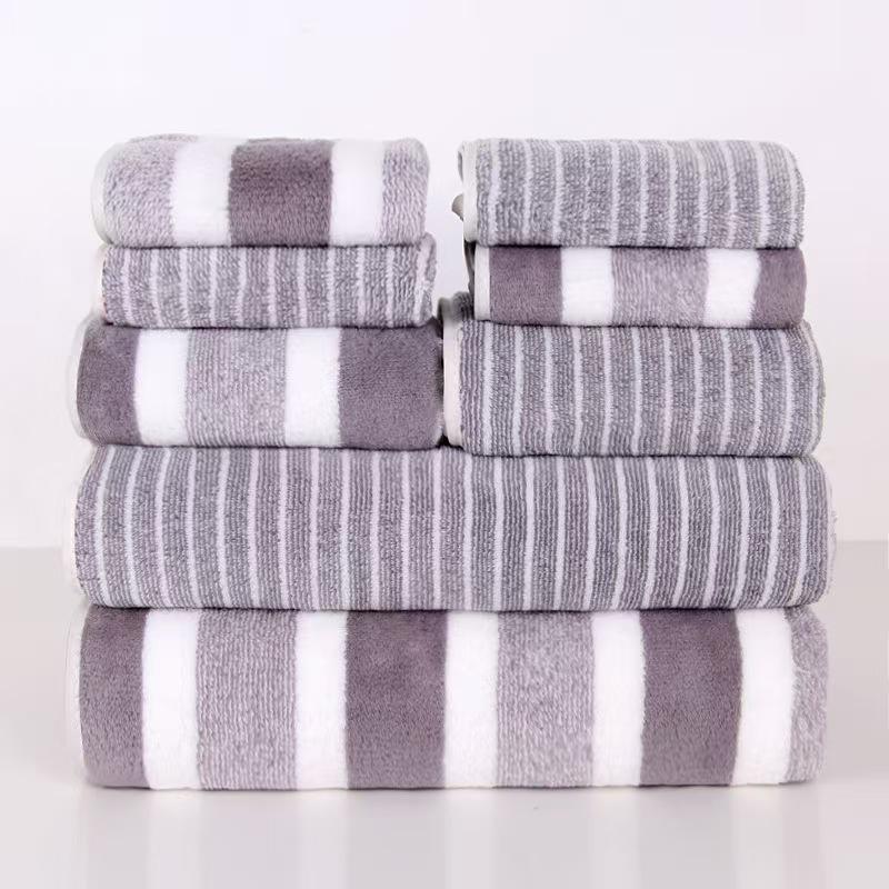 Set de 8 prosoape: Prosoape Groase Absorbante pentru Baie, Față și Păr din Fleece de Corali pentru Adulți și Copii