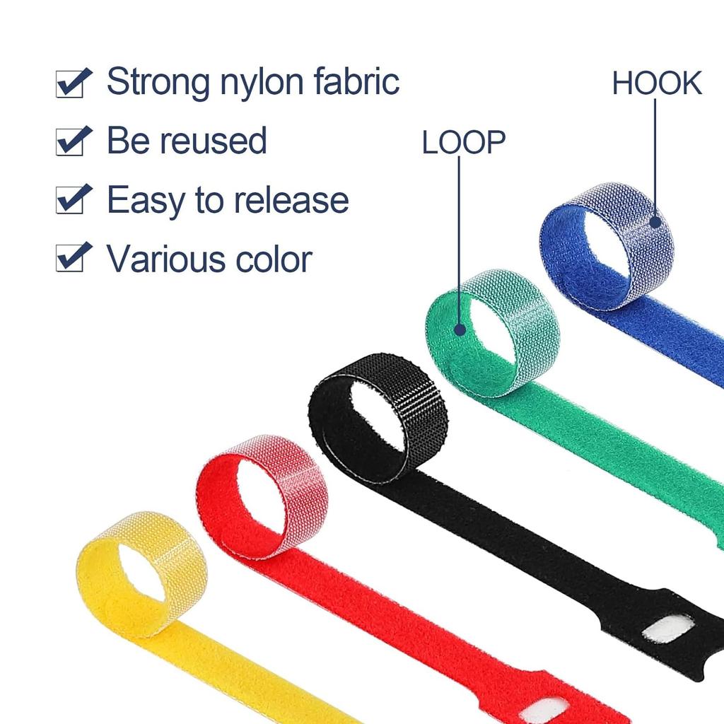 30/60/100PCS Detachable Cable Ties Colored Plastics Reusable Cable Ties Nylon Loop Wrap Zip T-type Cable Tie Wire Bandage Tie