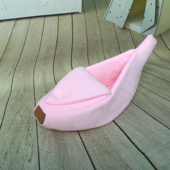 Cute Banana Cat Bed Plush Cozy Pet Cave Bed Semi-Enclosed Cat Hide Bed Fun Calming Bed for Puppies Cats Small Medium Sized Dogs