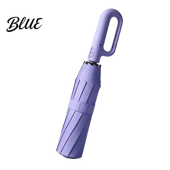 Automatic Open Close Compact Umbrella Creative Ring Buckle Windproof 10-Rib Umbrella UV Protection Sun for Summer Folding UPF 50+ Reinforced