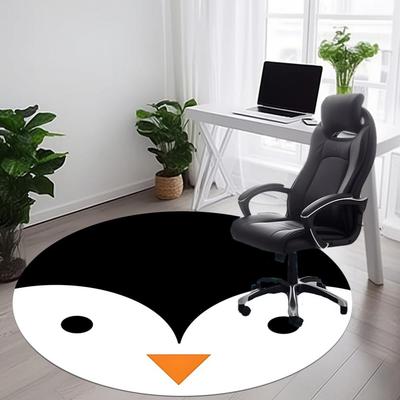1pc Penguin Chick Office Round Area Rug, Indoor Mat Suitable For Office, Under Office Chairs Bedroom Living Room Home Decor, Room Deco