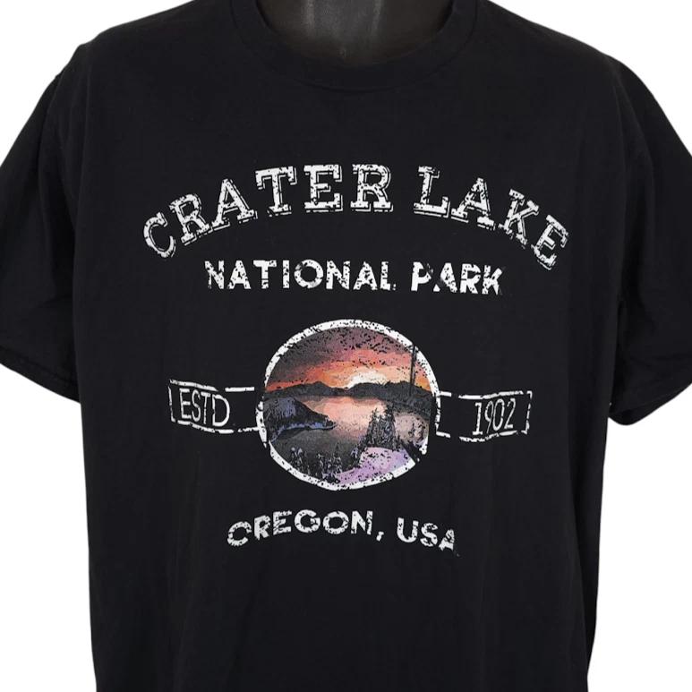 Crater Lake T Shirt Mens Size XL Black National Park Oregon Destination Tee 3XL
