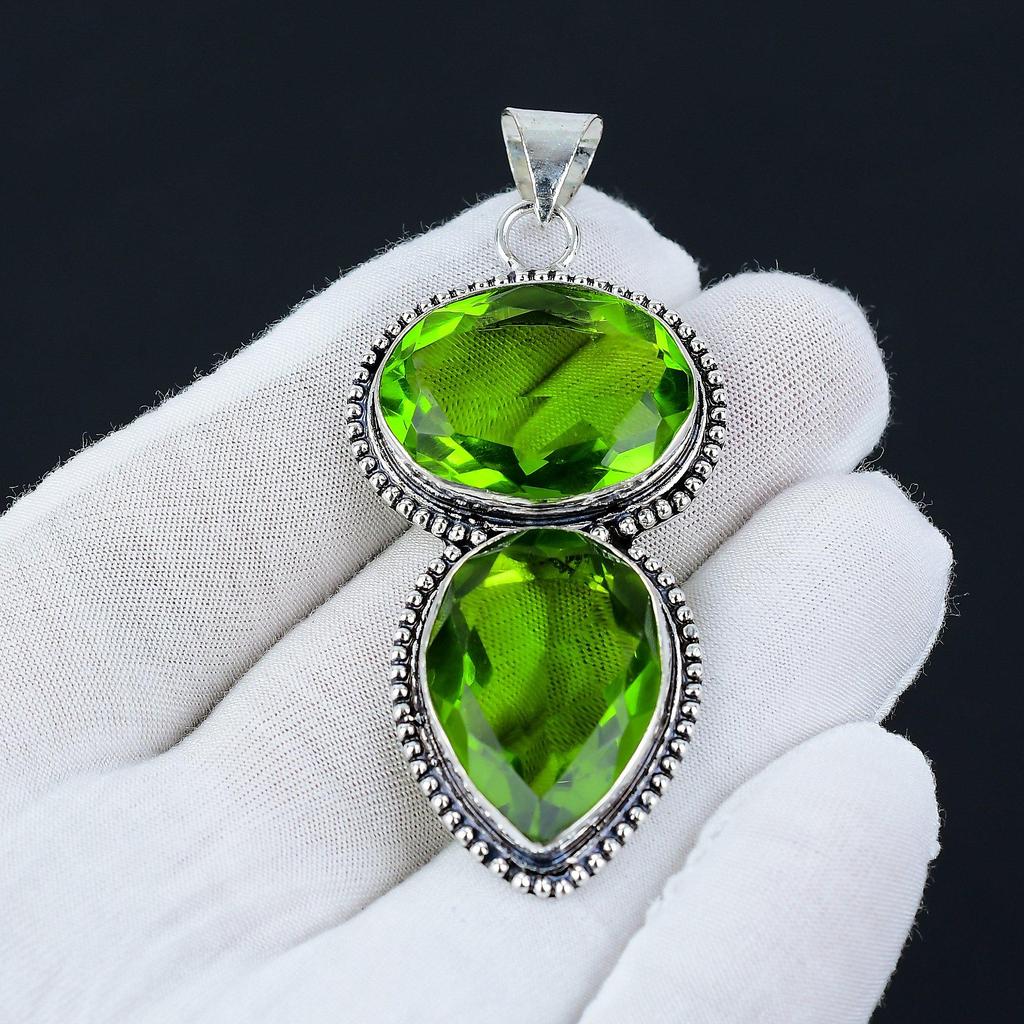Peridot Gemstone Handmade 925 Sterling Silver Jewelry Pendant, Green Handcrafted Jewelry Peridot Pendant Necklace, Thanks Giving Gifts