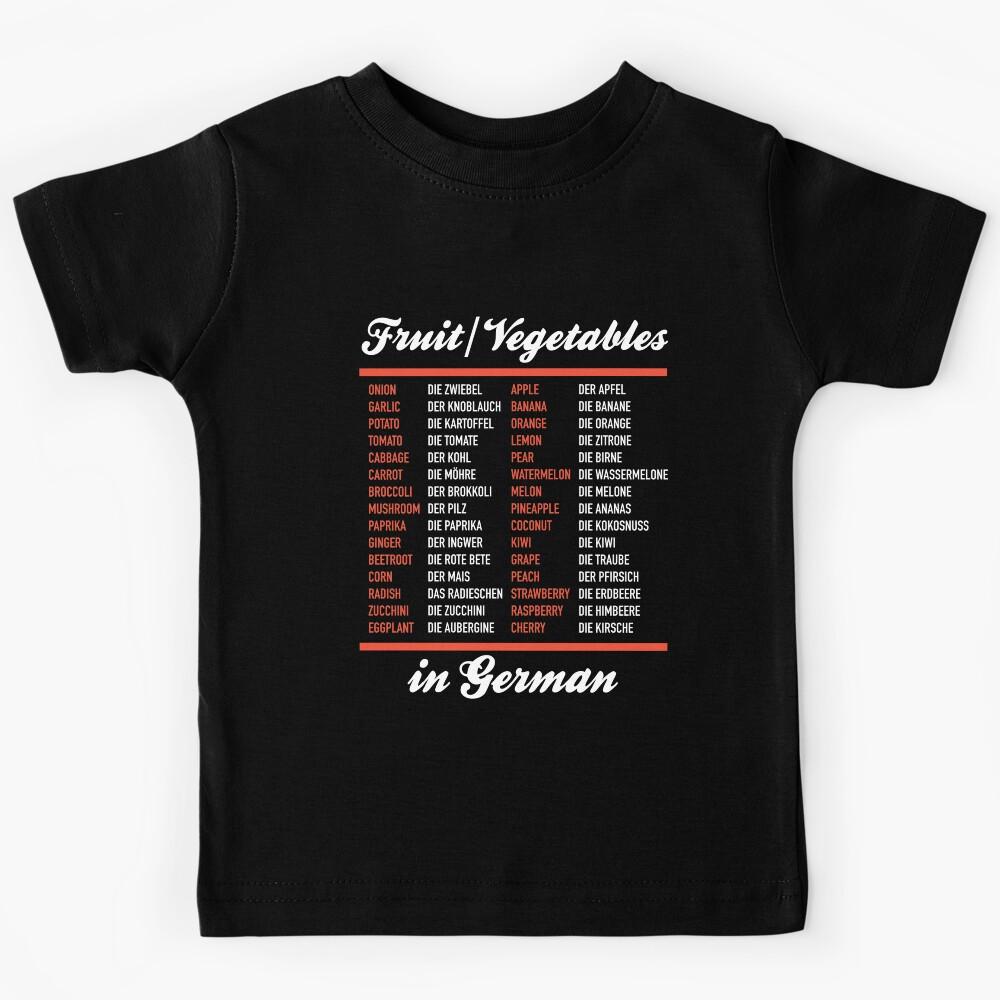Fruit and Vegetables In German - German Language Cheatsheet Kids T-Shirt 150
